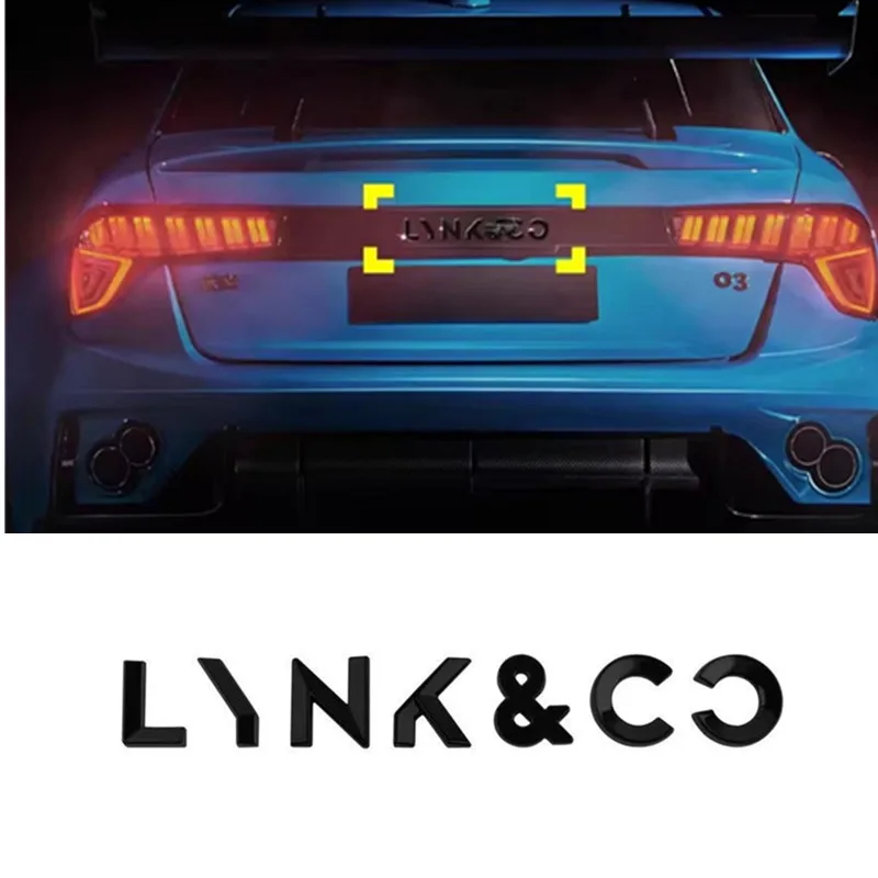 For Lynk&Co 01 02 03 05 06 Black and English Lettering on The Rear of The Car Special  Car Logo Decoration Modification for The