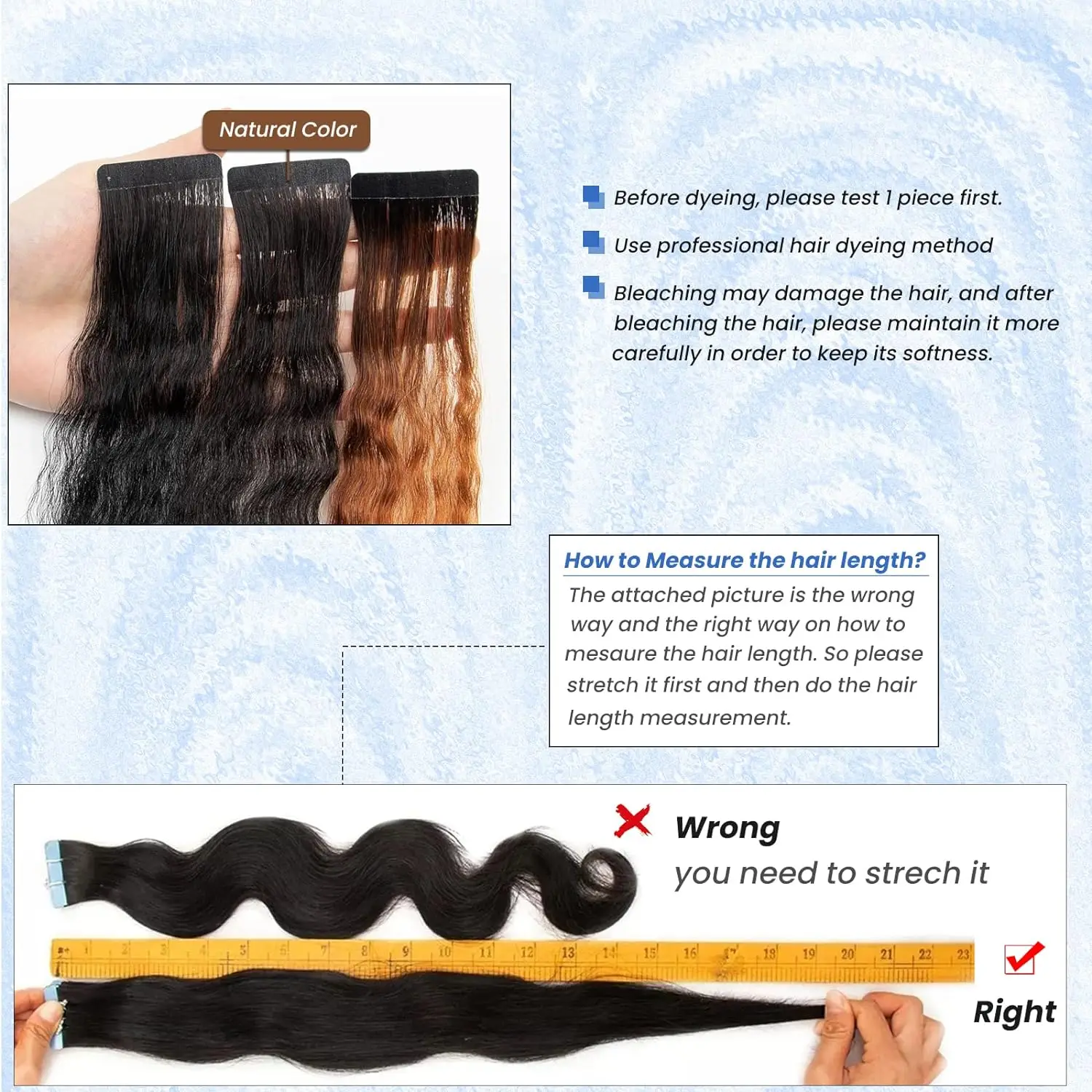 Pita gelombang air dalam dalam ekstensi rambut 100% rambut manusia asli pita keriting tak terlihat hitam alami mulus alami Ins untuk wanita