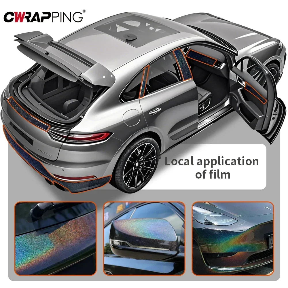 Car Holographic Rainbow Laser Film Vinyl Gloss Wrap Custom Decals Internal Exterior Waterproof Stickers Motorcycle Accessories