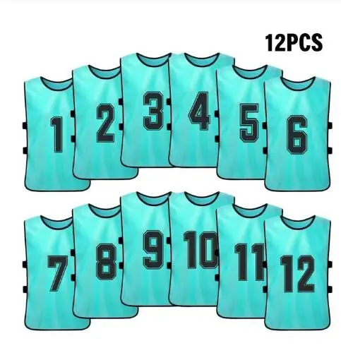 

12 PCS Adults Football Quick Drying Soccer Jerseys Youth Sports Scrimmage Basketball Team Training Numbered Practice Sports Ves