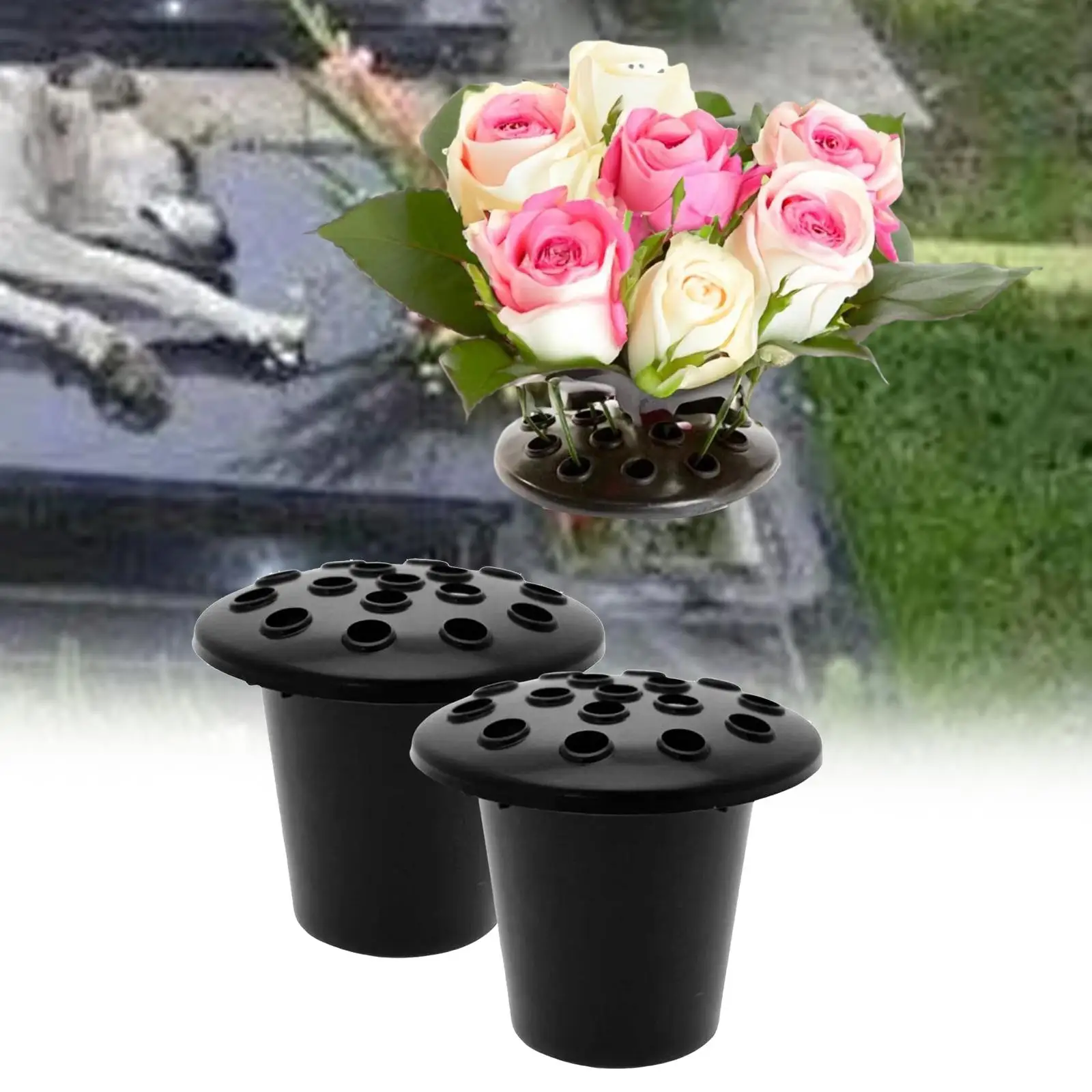 

2x Grave Flower Holder Flower Pot Artificial Flowers Memorial Cemetery Vases