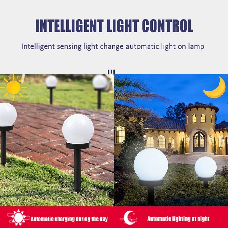 Solar Lawn Light Outdoor Waterproof Ground Plug-in Courtyard Landscape Garden Atmosphere Decoration Round Bulb Solar LED Light