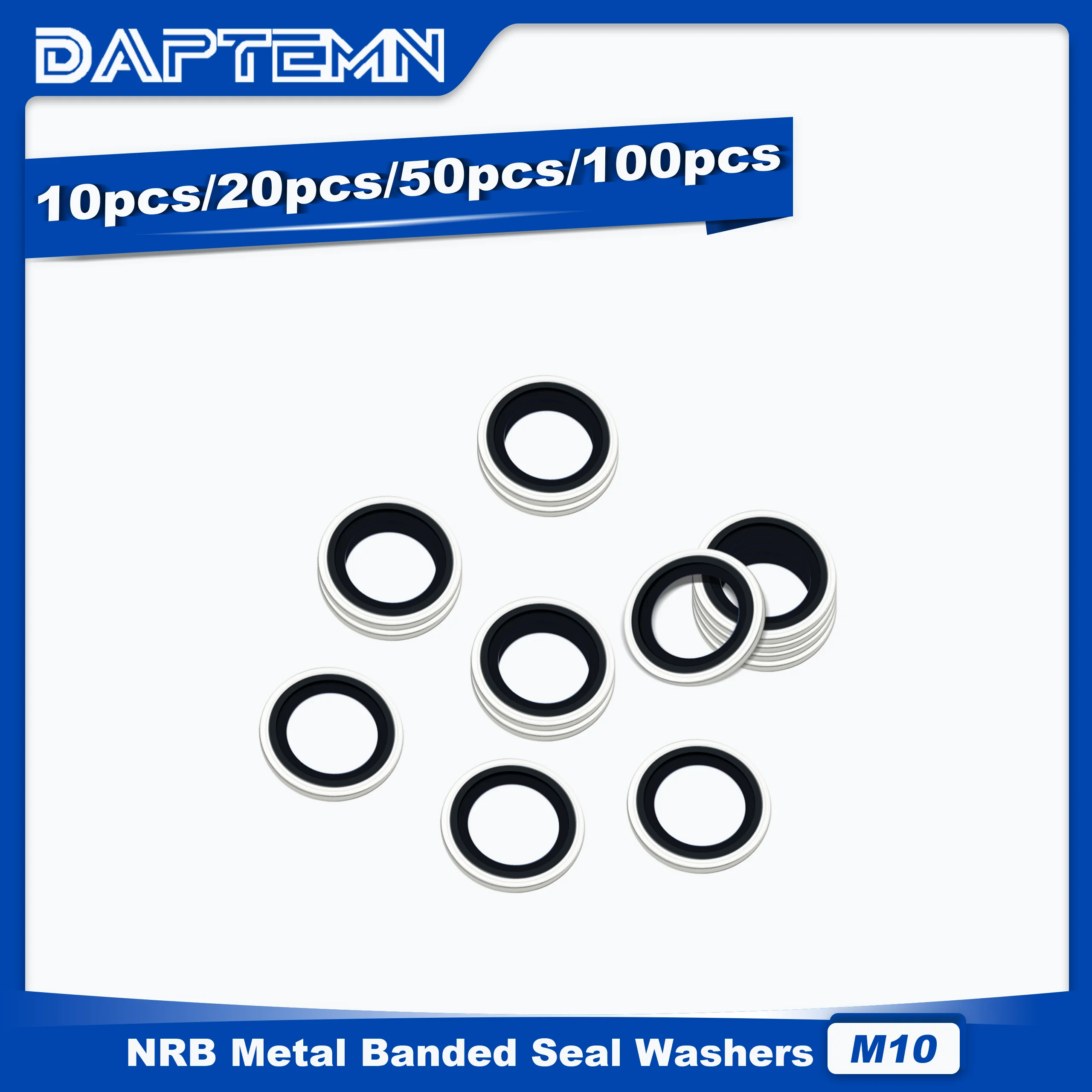 

M10 Bonded Sealing Washers, NBR Zinc-Plated Automotive Self-Centred Seal Rubber Washer, Crash Washers 10PCS 20PCS 50PCS 100PCS