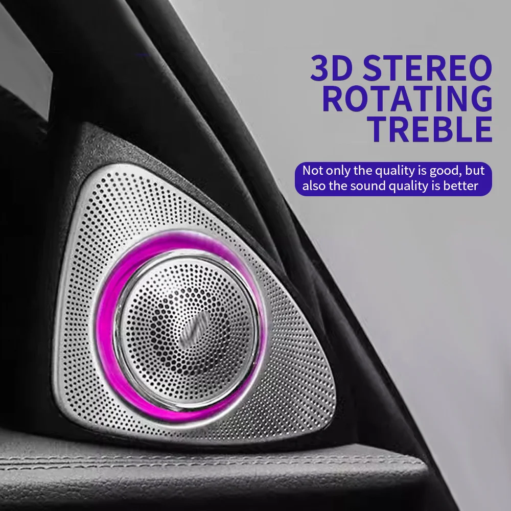 For Mercedes Benz W205 GLC X253 W213 W222 Ambient Light Accessories 3D Rotation Glow Tweeter Speaker LED Luminous Horn Refit Kit