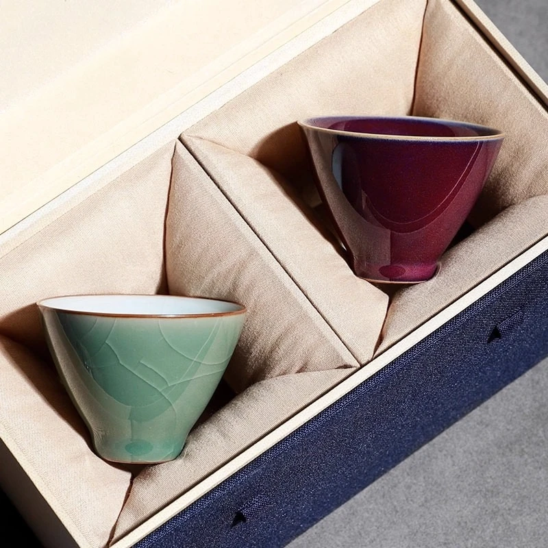 High-Quality Guo Yao Jun Kiln Sipping Cup Traditional Dǒulì (Straw Hat) Tea Ceremony Cup Elegant Ceramic Tea Mug for Gongfu Tea