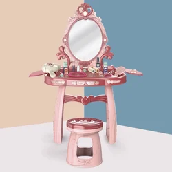 туалетный столик комод tocador juguete kommode Children's Dressing Table Girl's House Princess Bedroom Toy Cosmetics Box Set