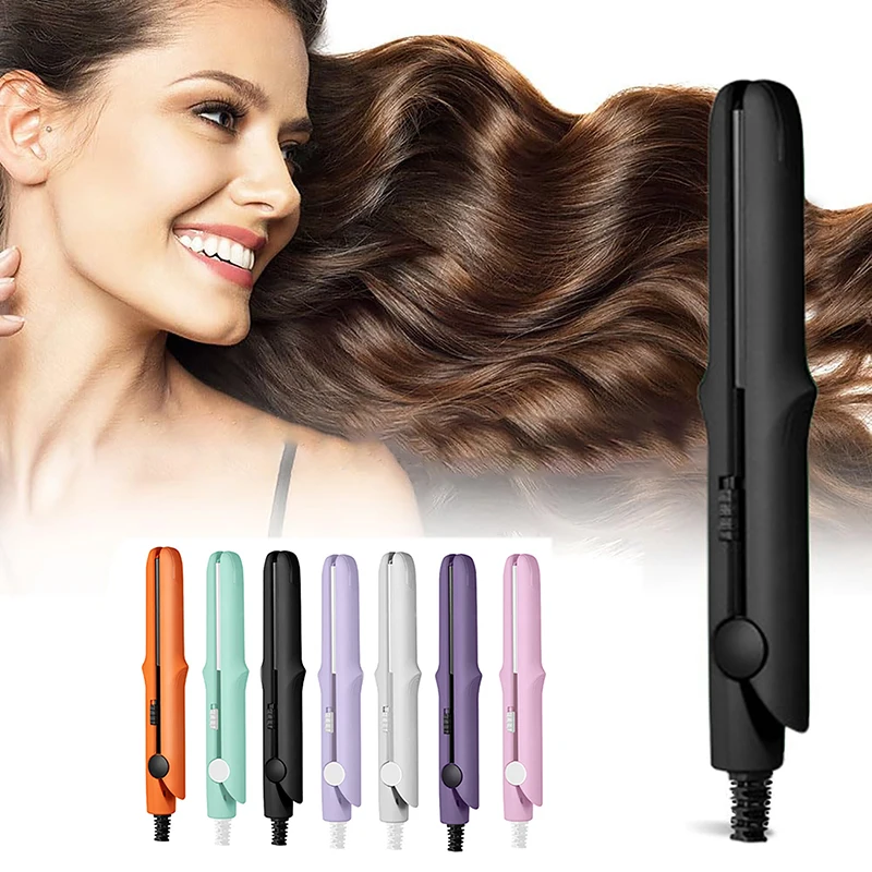 Mini Hair Straightener Clipboard Small Power Plug Curling Hair Straight Hair Girls Air Bangs Portable Hair Straightener