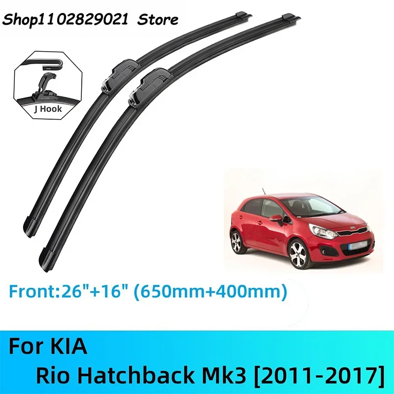 

For KIA Rio Hatchback Mk3 Front Rear Wiper Blades Brushes Cutter Accessories J U Hook 2011-2017 2012 2013 2014 2015 2016 2017