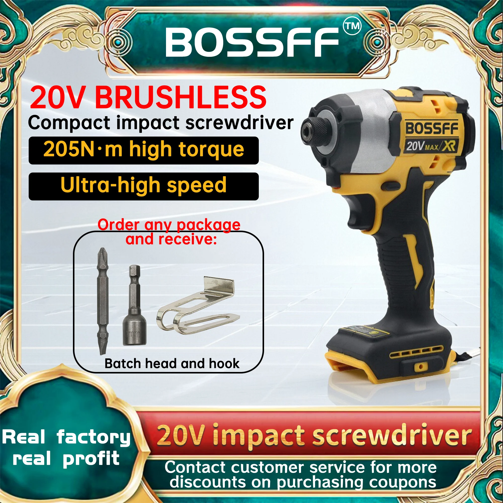 

Electric Drill Rechargable DCF850N Impact Driver 205NM Brushless Cordless Battery 18V/20V Screwdriver Power Tools