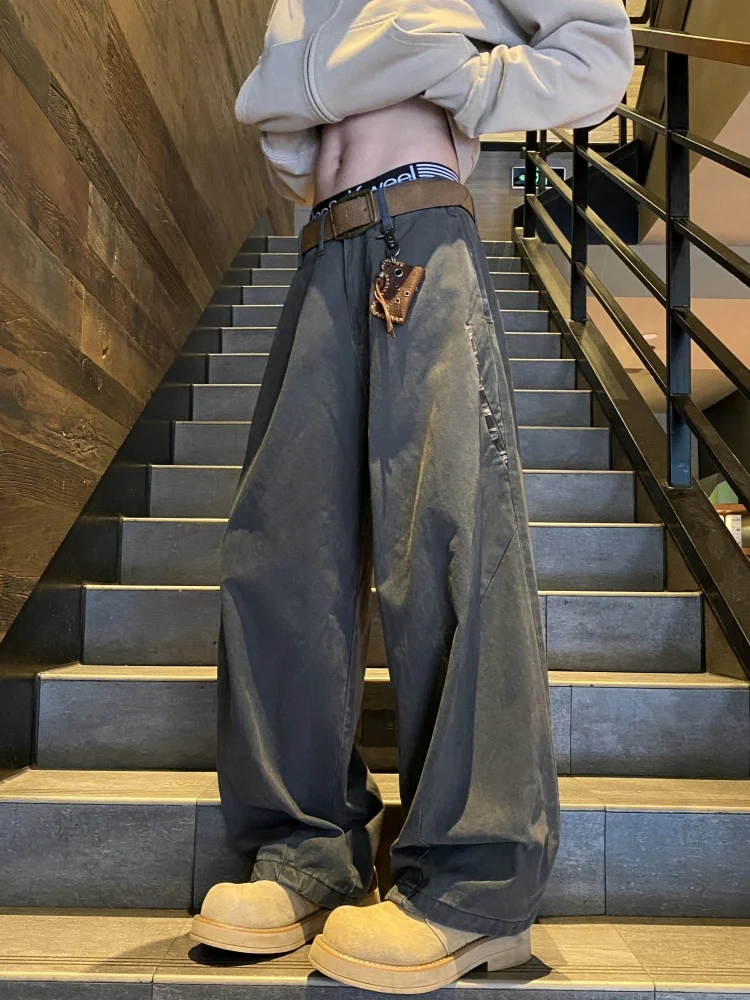 

Мужские широкие брюки прямого кроя American Sle, свободные повседневные брюки, весенне-осенние модные брюки CleanFit, трендовые свободные брюки