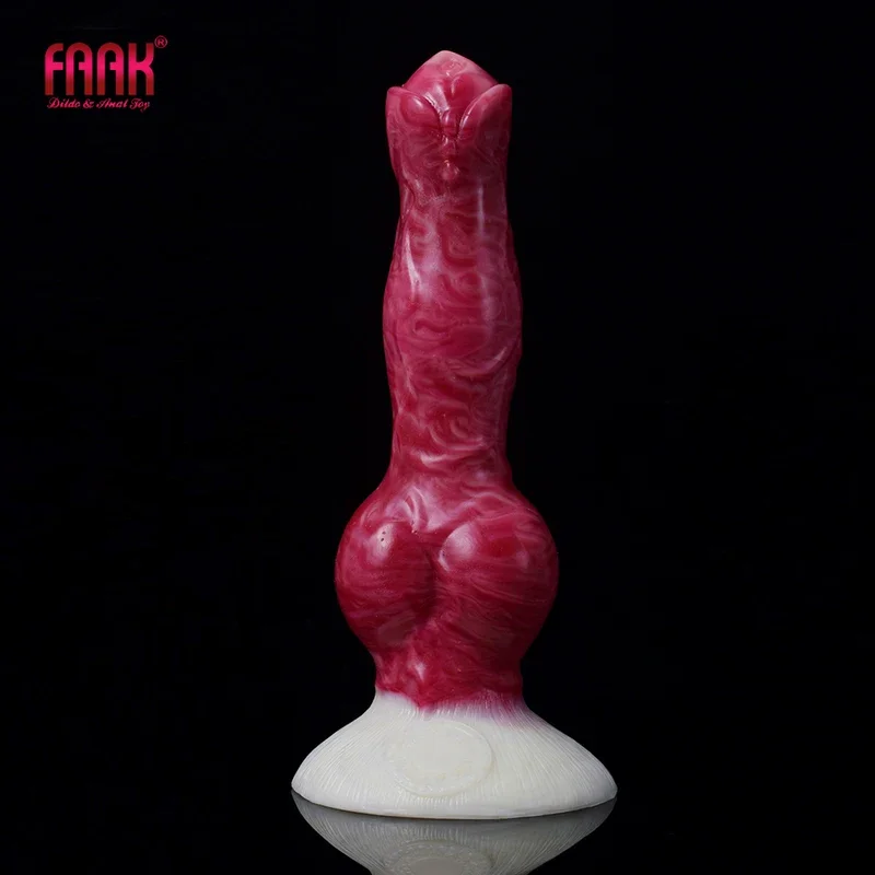 Faak 2022 new animal dog knot dildo with sucker multi color vagina stimulate anal plug silicone fake penis for beginners sex toy