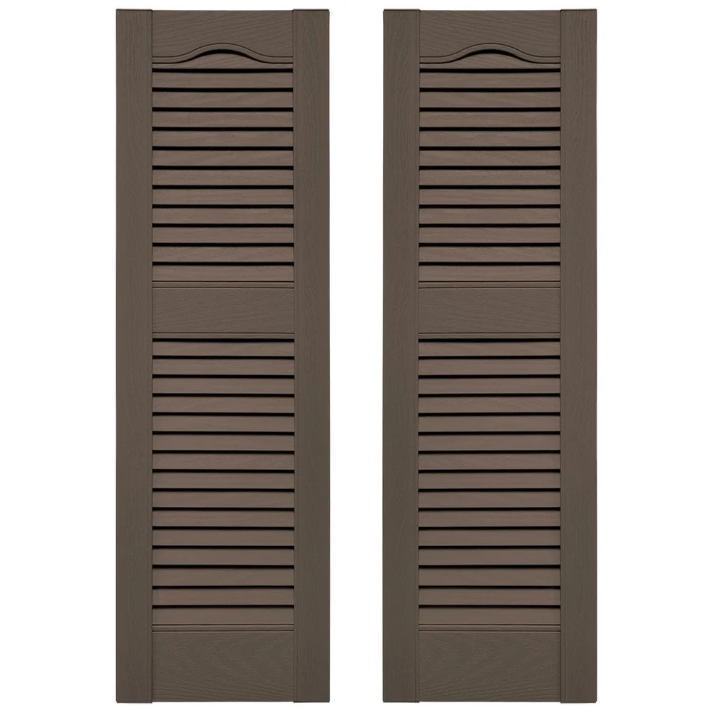 Vinyl Open Louver Shutters Standard Cathedral Top Home Exterior Installation Hardware Included Durable Lightweight Weather