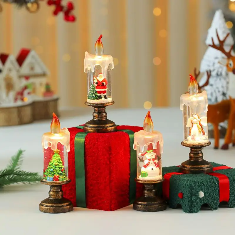

2026 Christmas Decorative Electronic Candles Night Lights Desktop Lighting Atmosphere Scene Arrangement Props Xmas Kids Gifts