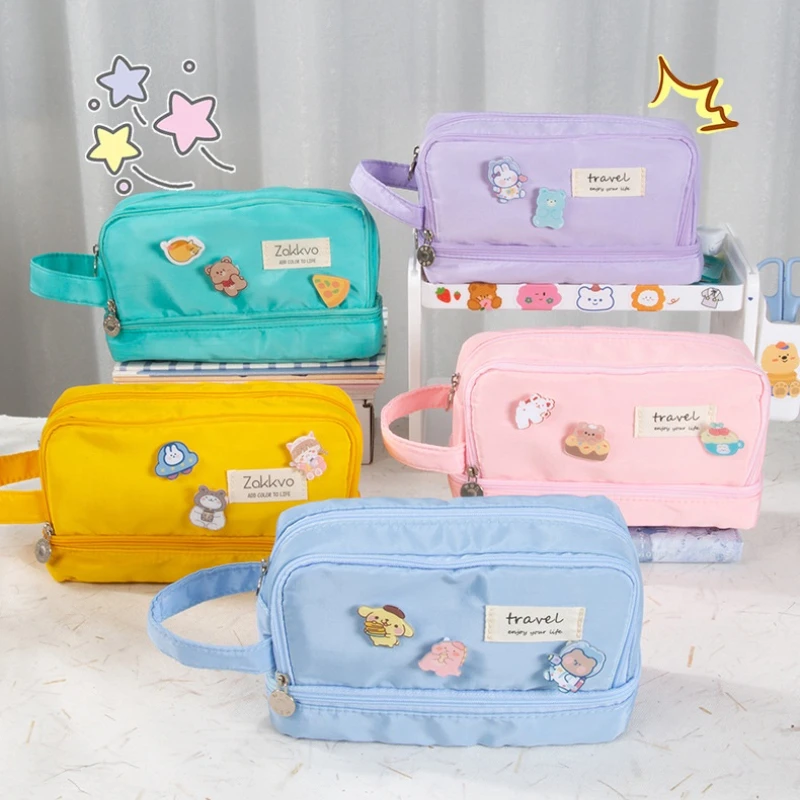 

5 Layer Pencil Case Kawaii Handle Pen Box Students Large Capacity Storage Bag Makeup Organizer School Supplies Office Stationary