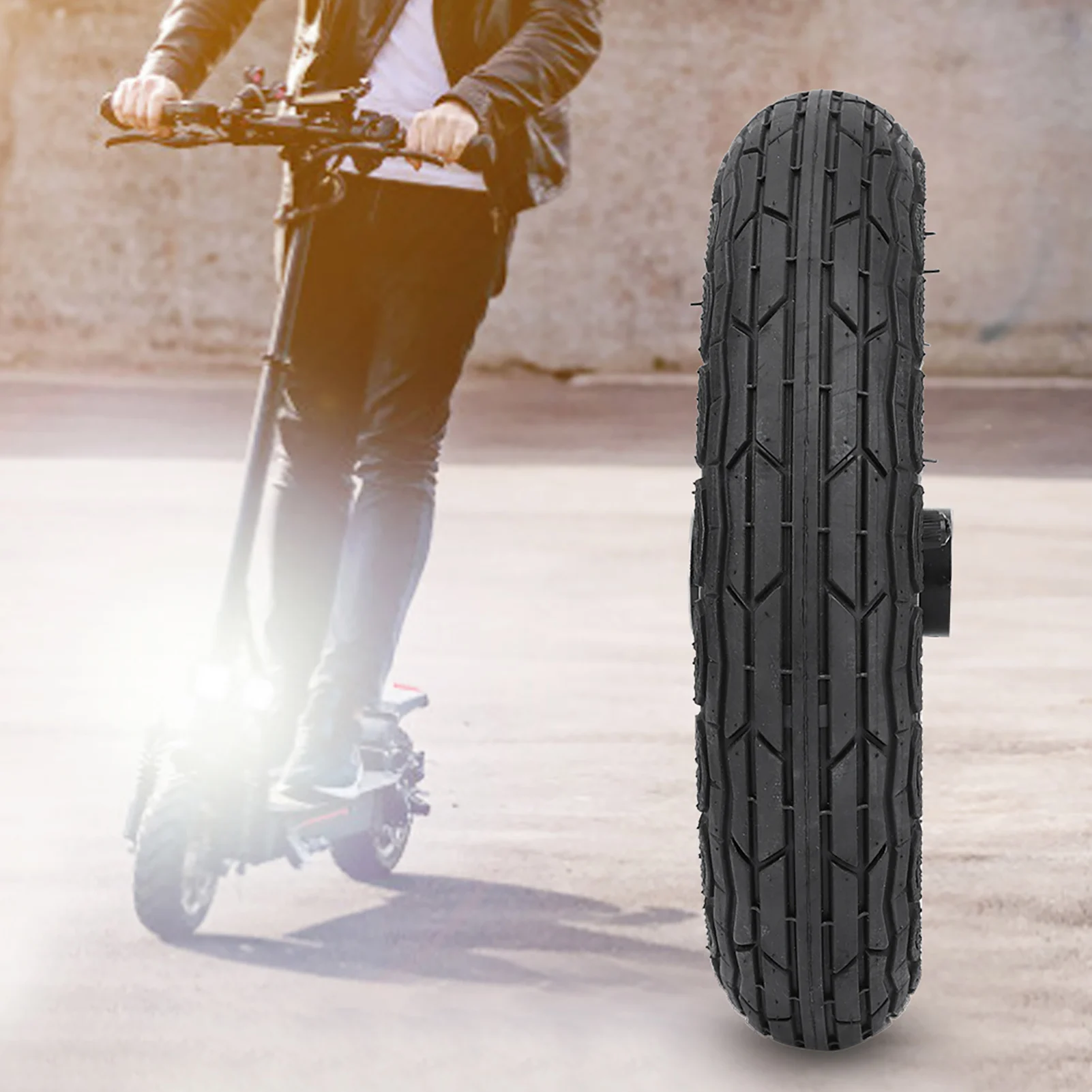 

ZK50 10 Inch Rubber Inflatable Electric Scooter Tire Aluminium Alloy Front Wheel Hub Symmetric Figure Tyre Without Gas