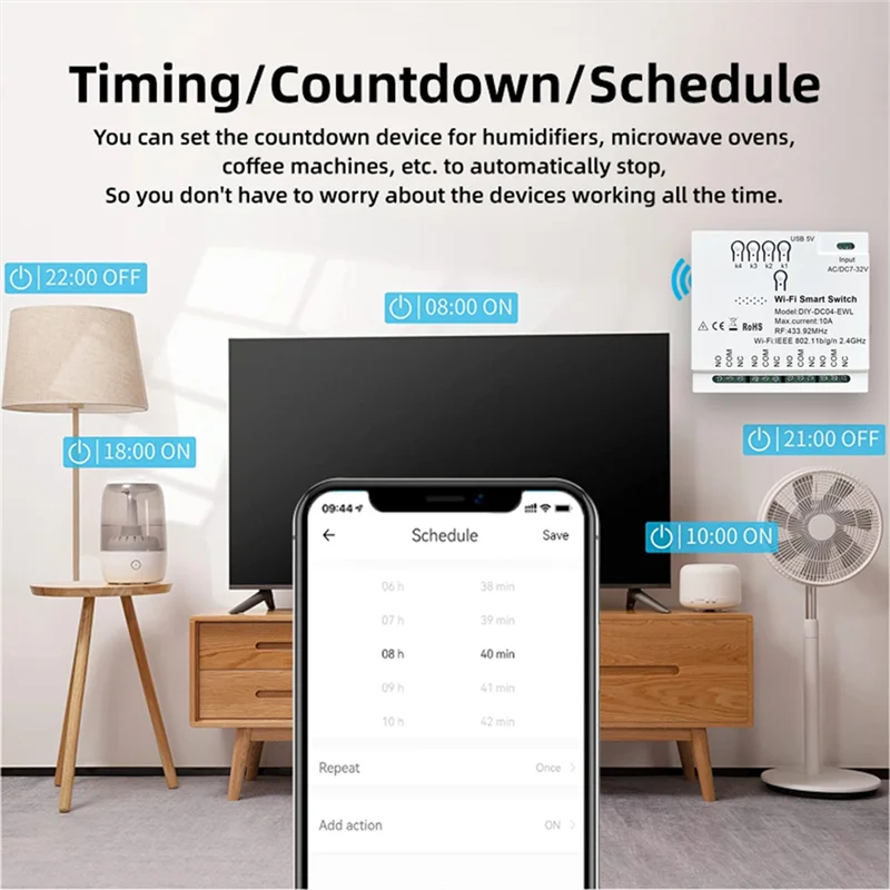 

Exquisite-4CH Ewelink Wi-Fi Smart Switch 85-265 В USB 5 В 2,4G Wi-Fi Smartlife Модуль домашней автоматизации для IFTT Alexa Google Home Eas