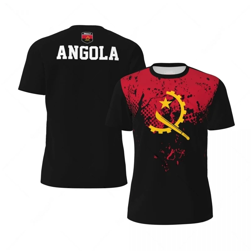 Angola Flag 3D Printed Jersey Summer Fashion Short Sleeve Casual Mens Sports T Shirt Quick Dry Breathable Football T-shirts