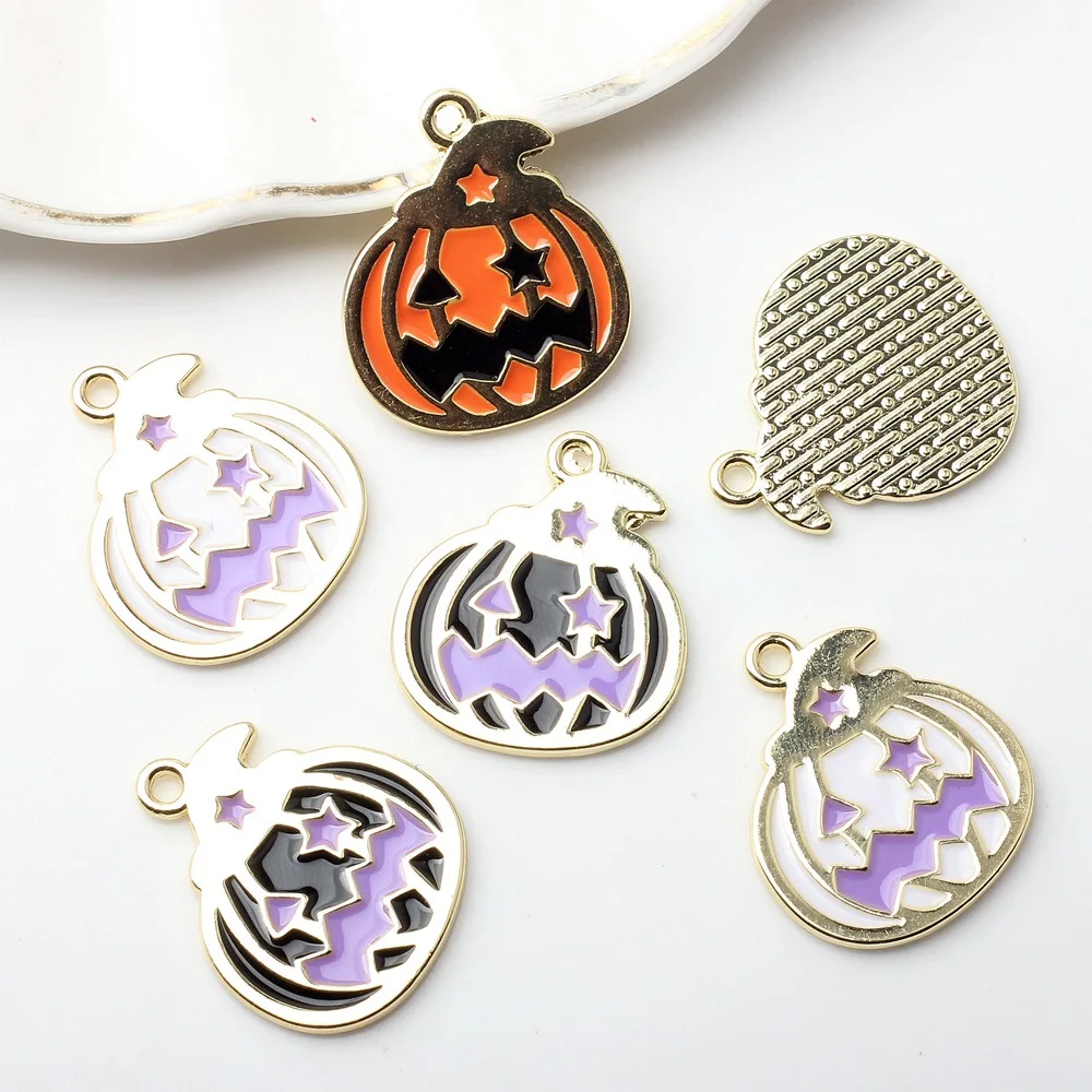 10pcs Halloween Charms Cute Pumpkin Grimace Pendants for Necklaces Key Chain Earrings DIY Accessory for Jewelry Making Ornaments