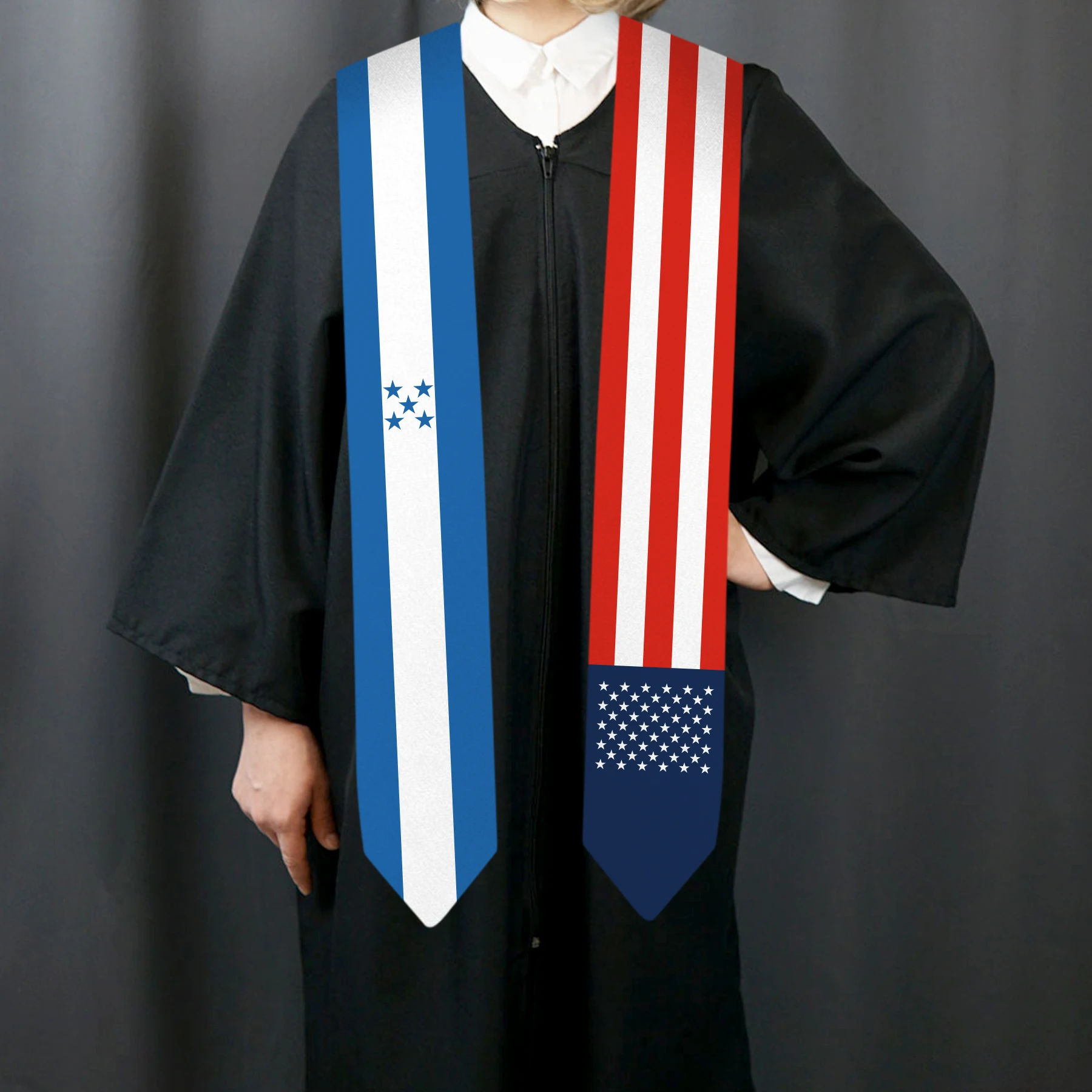 13x180cm USA And Honduras Flag Graduation Sash Bachelor Gown Accessory Graduation Sash Scarf