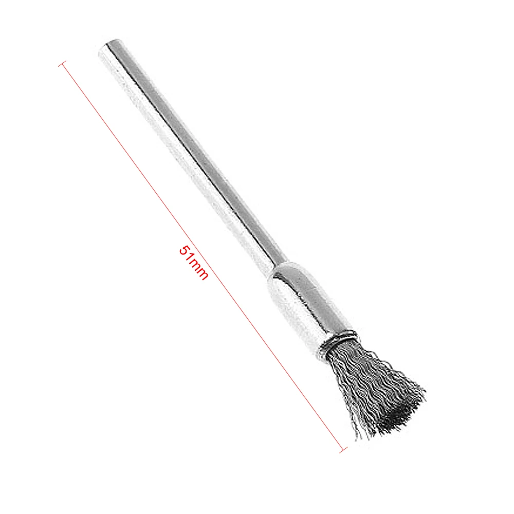 Escova de fio de polimento de aço inoxidável, haste de 3.0mm para metalwokring, ferramenta de polimento, escova de ferramenta abrasiva com 10 peças