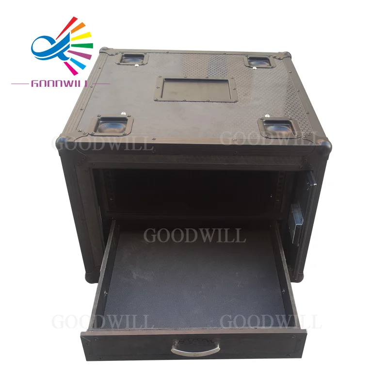 6U 10U Aluminum Door Rack Case with 2U Drawer Portable Sliding Storage Box for Professional Audio Equipment Road Trunk Pro