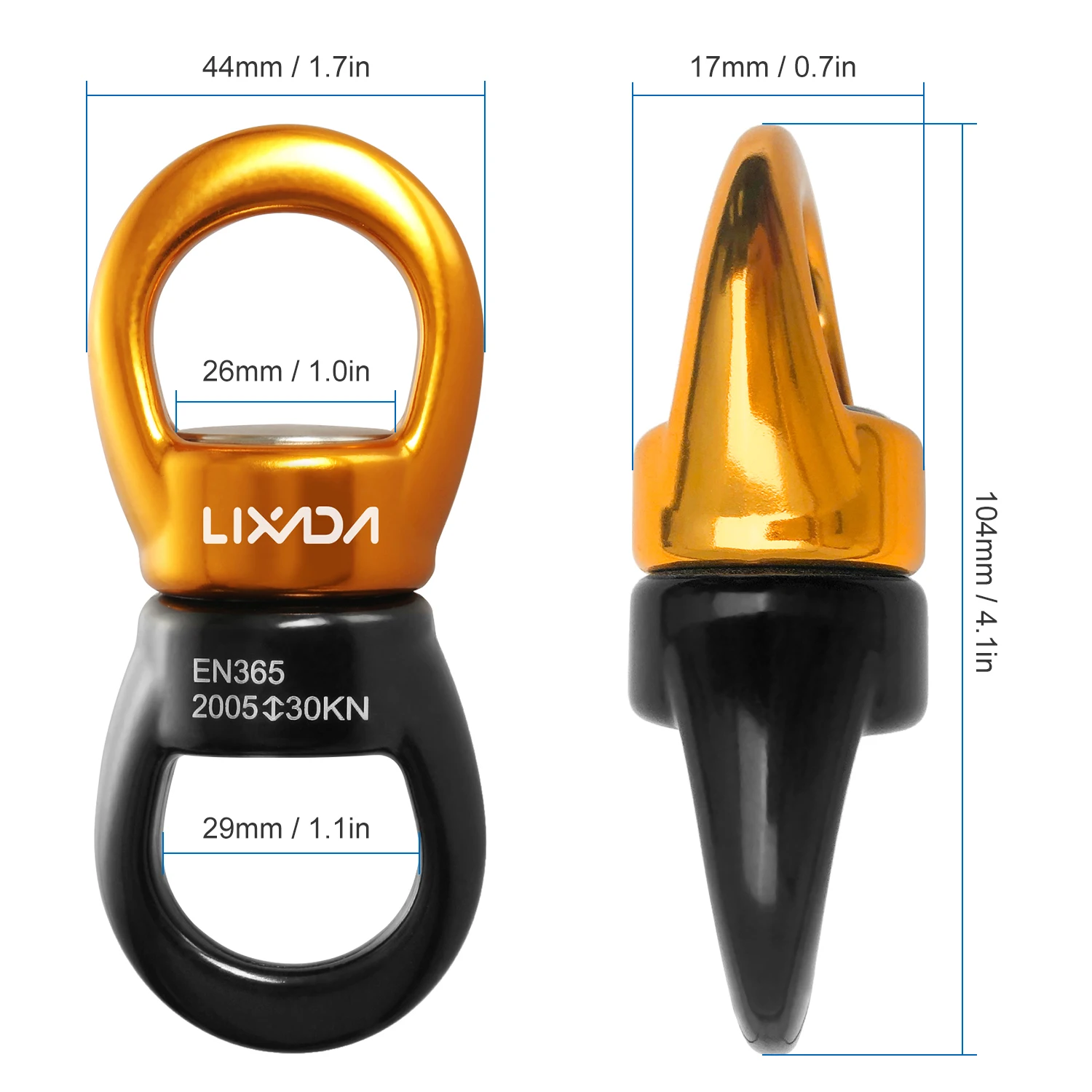 Lixada Swing Swivel 30kN Safest Rotational Device Swing Spinner Carabiner Swivel Climbing Rope Swivels for Web Tree Swing