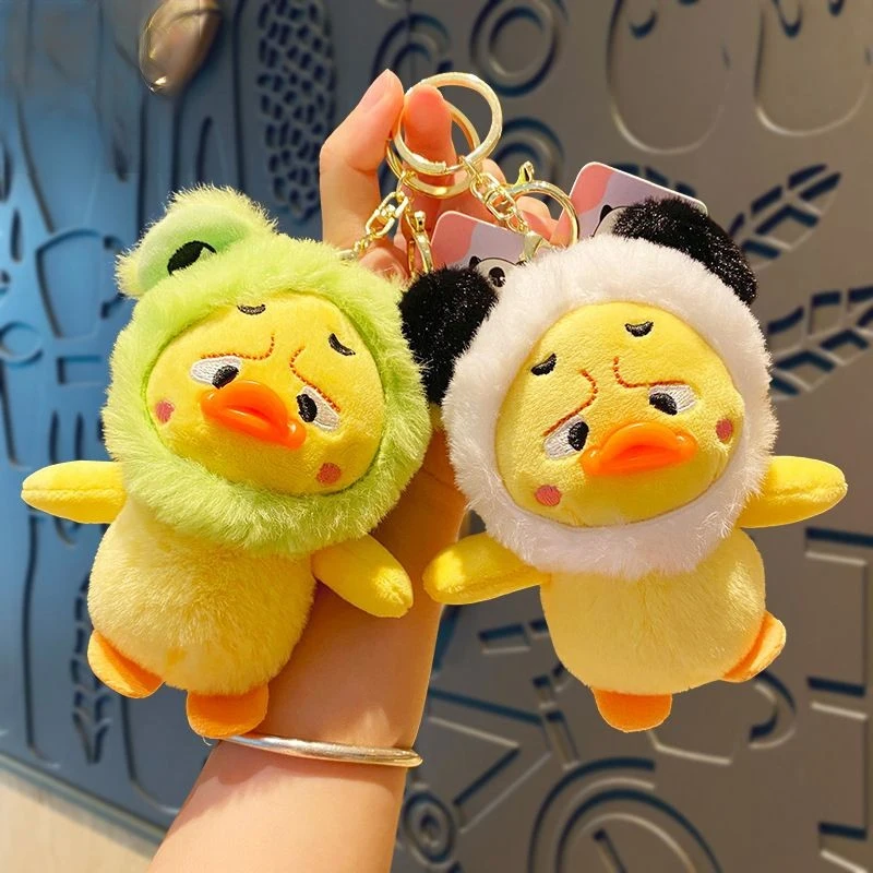 1Pcs New Cute Hat Wearing Duckling Plush Toy Doll Pendant Creative Doll Cute Bag Ornament Key Decoration Accessories