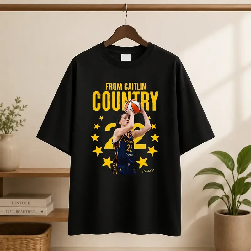 Caitlin Clark Basketball Graphic T Shirt Number 22 Vintage Hoops Tee Black Sports Fan Shirt Game Day Streetwear Casual Outfit