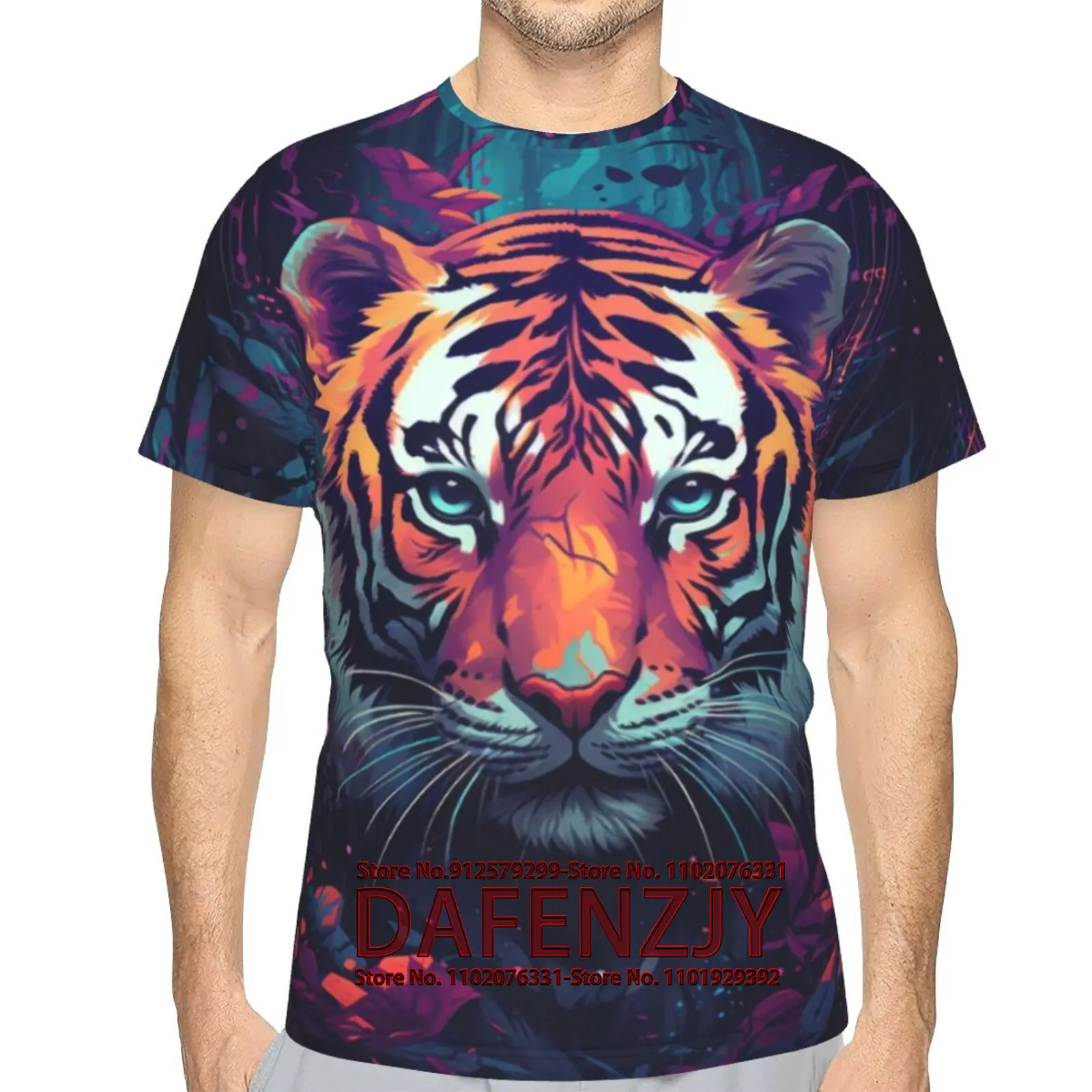 

Men T Shirts 3D Print Tiger Graphc Tshirt Cool Lion Design Crew Neck Tee Men Women Short Sleeve T-Shirt