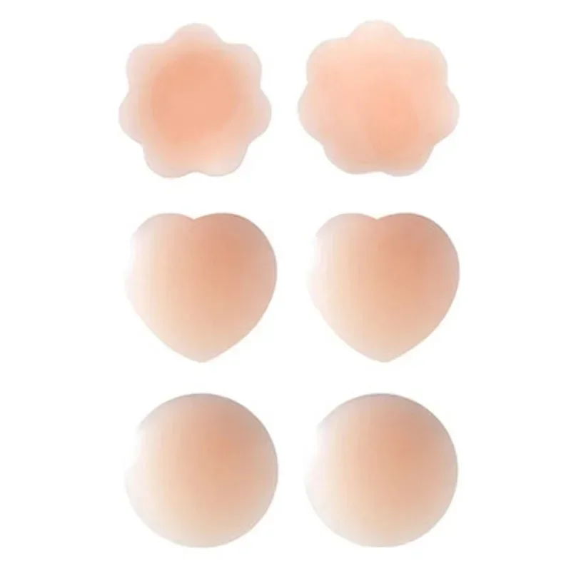 Silicone Nipple Stickers 3 Pair Anti-bump Chest Pad Lift Nipple Cover Pads Invisible Reusable Women Bra Chest Sticker Breast Pad