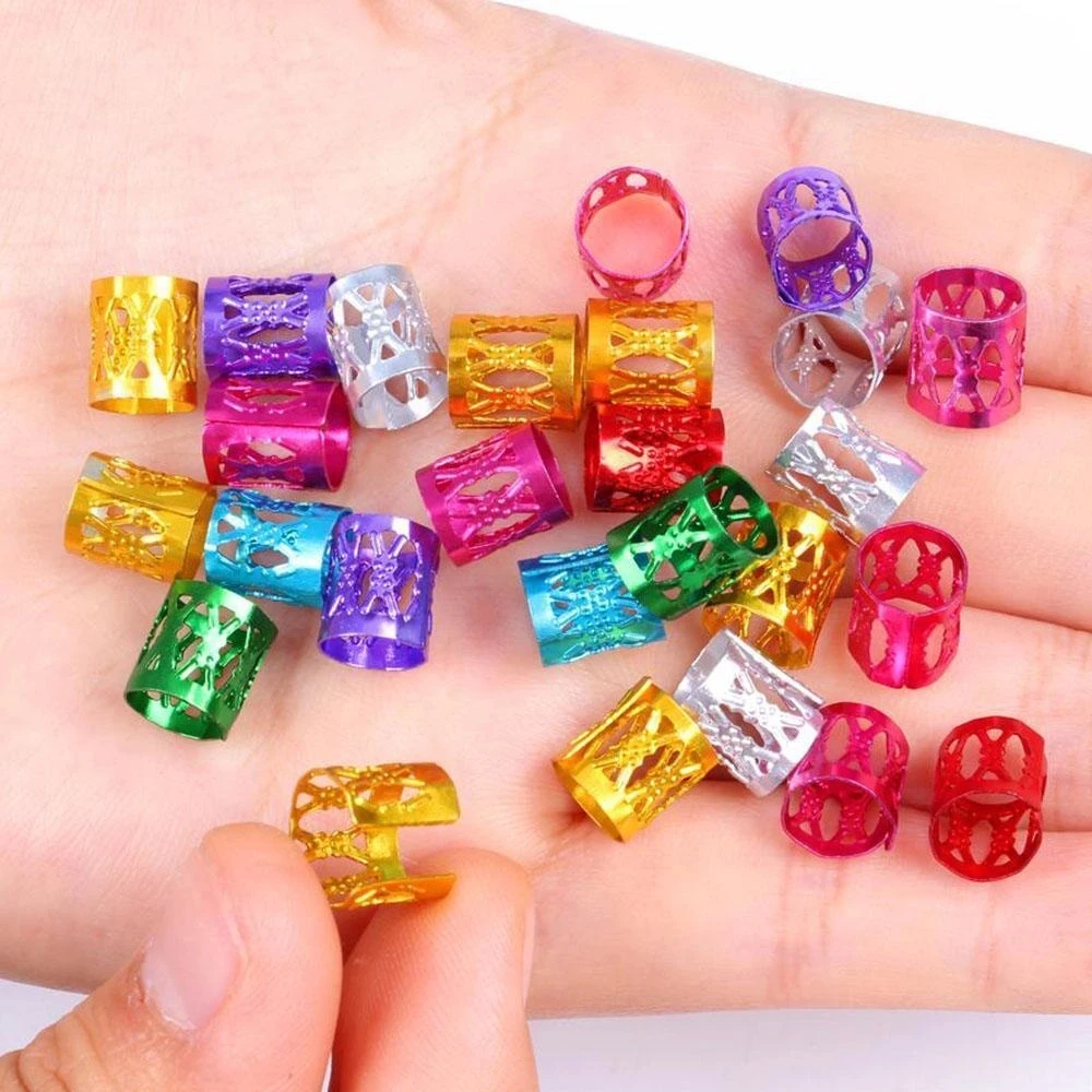 200 Dreadlocks Beads Hair Braid Rings Clips Gold Silve Dread Locks Hair Braiding Metal Cuffs Decoration Hair Accessories