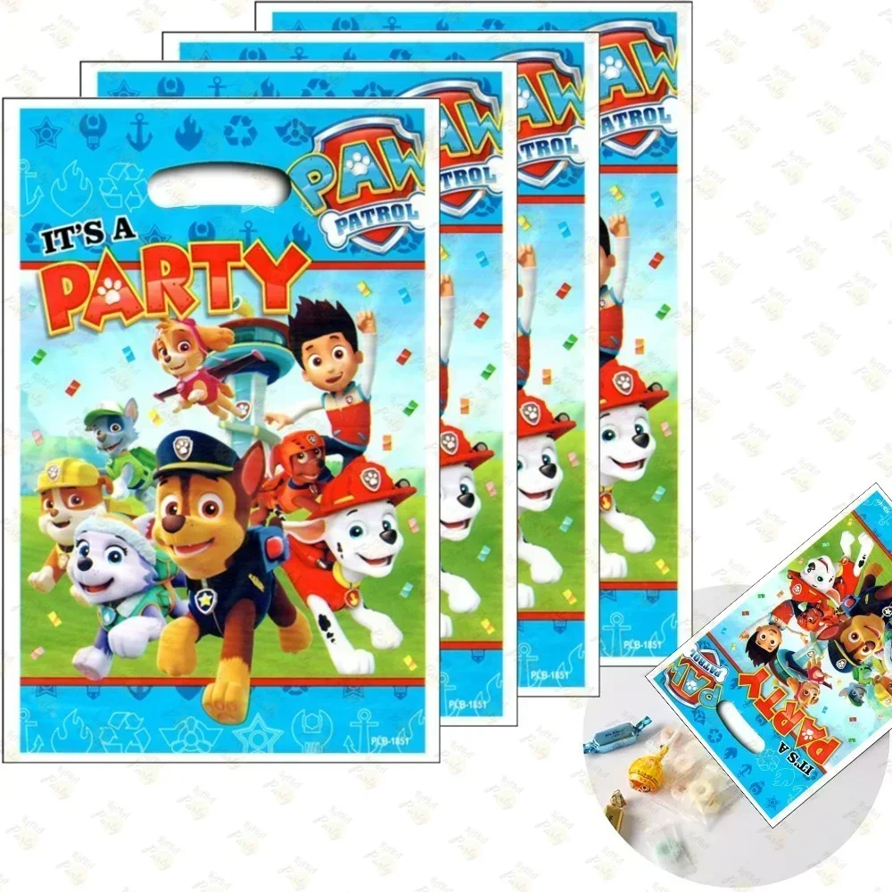 Paw Patrol Cute Cartoon Baby Shower Party Favor Gift Bags Candy Bag Handle Gift Bags Paw Dogs Themed Birthday Party Decoration