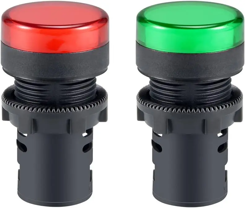 

2Pcs Red Green Indicator Light AC/DC 110V, 22mm Panel Mount for Electrical Control Panel & HVAC