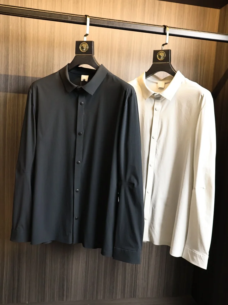 

Instant Cool Feeling! High-End Men's Outdoor Lightweight Business Long Sleeve Shirt Stand Collar Full Glue Spring Summer
