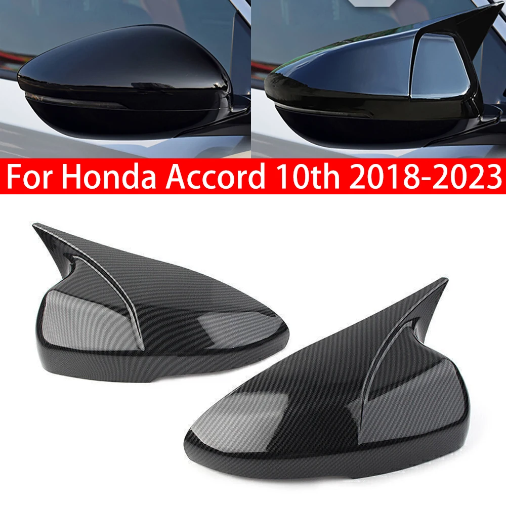 

For Honda Accord 10th 2018-2023 Car Rearview Side Mirror Cover Wing Cap Exterior Sticker Door Rear View Case Trim Carbon Fiber