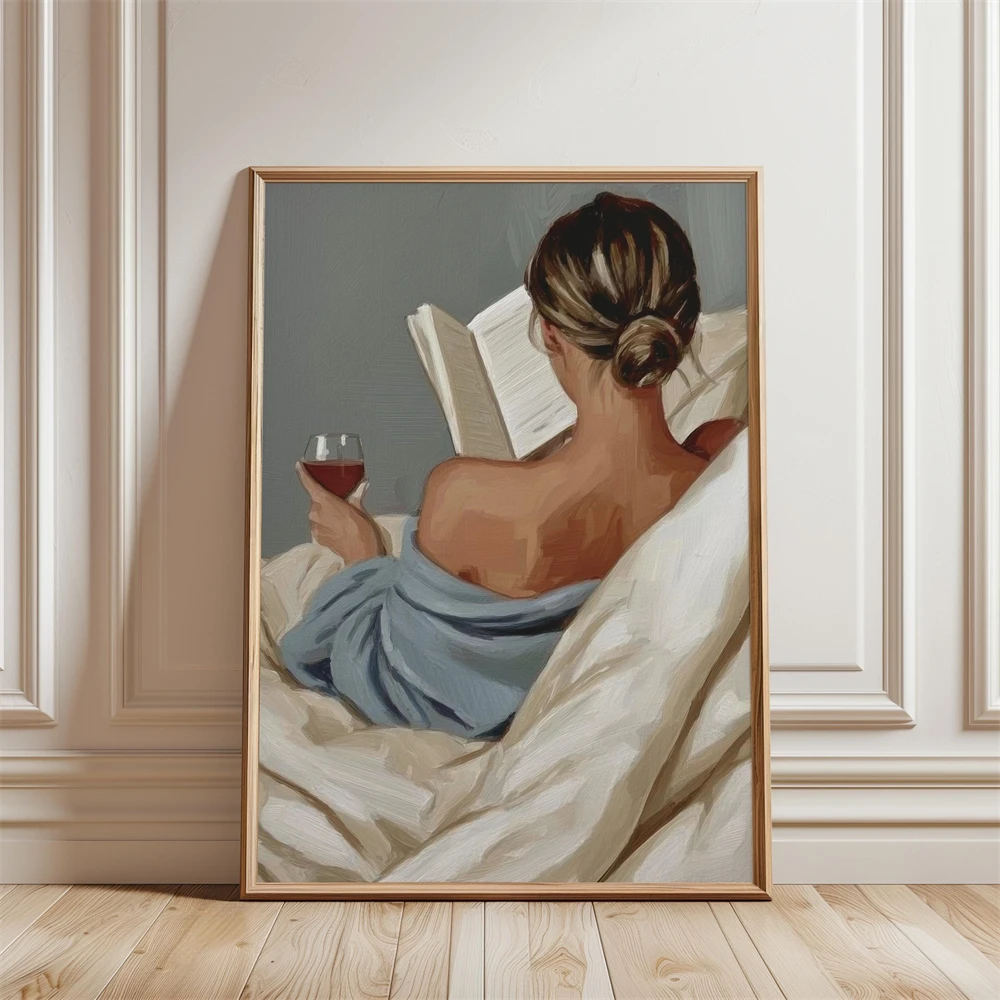 

Vintage French Girl Art Print Poster Self Care Illustration Art Poster Retro French Woman Art Print Parisian Cafe Canvas Print