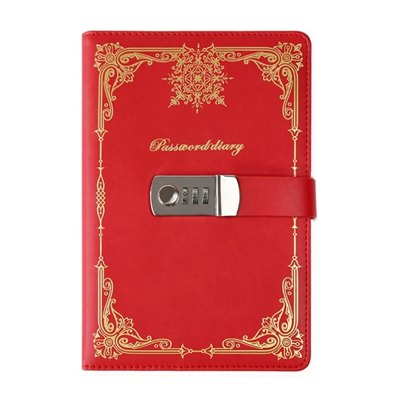 Stylish with Combination Lock PU Leather Cover Notebook for Journaling and Note-Taking LX9A