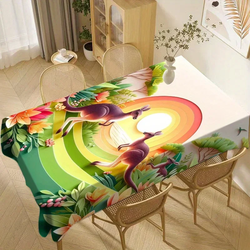 Tablecloth with kangaroo print tablecloth for household use, as a gift, for restaurant parties, coffee table, deskxzj