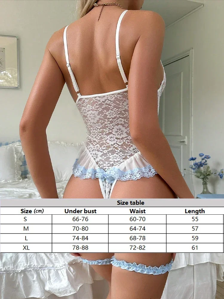 الدانتيل الساخن مثير الملابس الداخلية للنساء انظر من خلال فتح الشرج الغريبة الملابس الداخلية مجموعة المثيرة الوثن الدمى DDLG الأزهار ارتداءها الرباط