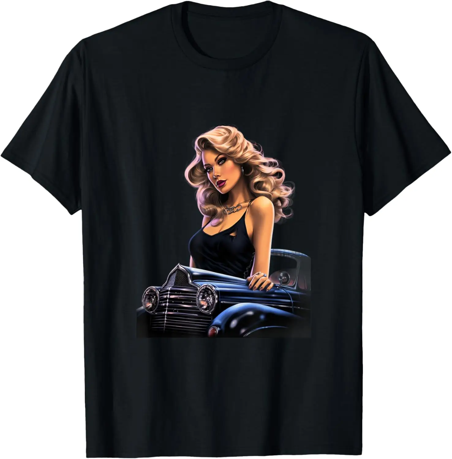 

Pinup Girl Hotrod Vintage Old Classic Cars T-Shirt