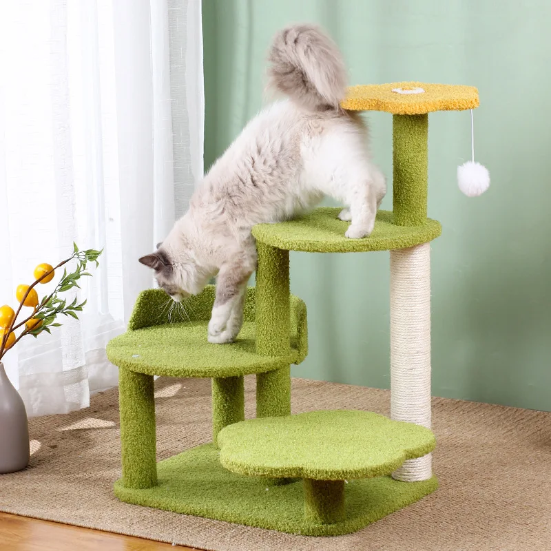 

Green Cat Climbing Frame, Four-Layer Sisal Cat Scratching Board, Scratching Post, Cat Nest, Jumping Platform Tree, Pet Toy Suppl