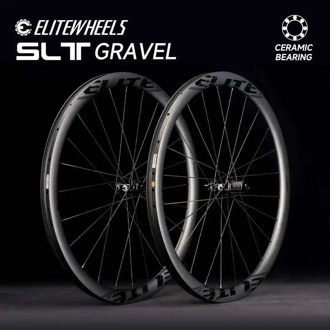 

ELITEWHEELS SLT GRAVEL Карбоновая колесная пара Керамический подшипник Дисковый тормоз Велокросс 700C Колеса Центральный замок SHIMAN0 XDR Ступица 35x32 мм Обод