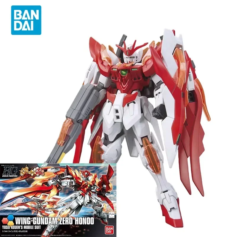 Bandai Original GUNDAM Anime Model HGBF 1/144 WING GUNDAM ZERO HONOO Action Figure Toys Collectible Model Gifts For Children