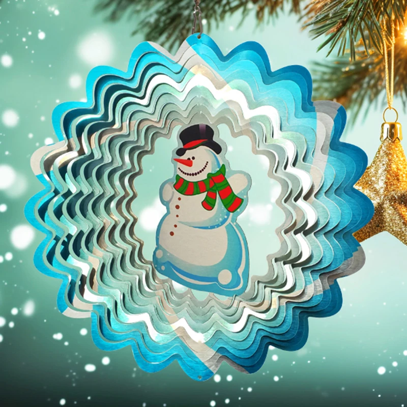 PSATHENATI Wind Spinner 3D Stainless Steel Christmas  Garden Decoration Indoor Outdoor Hanging Worth Gift 12inch Snowman