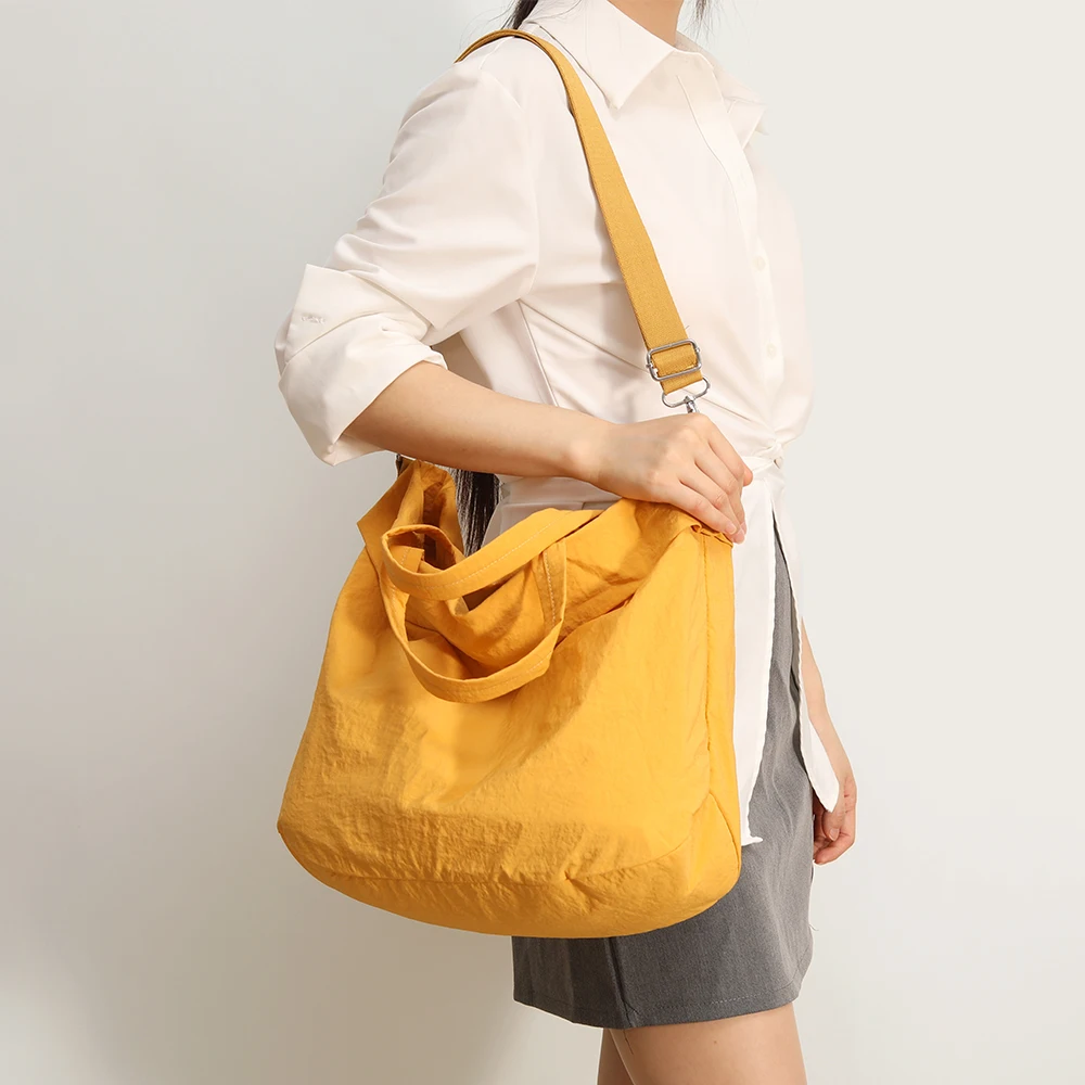 

Женская простая однотонная сумка большой вместимости, винтажная нейлоновая сумка через плечо, повседневная сумка через плечо в студенческом стиле