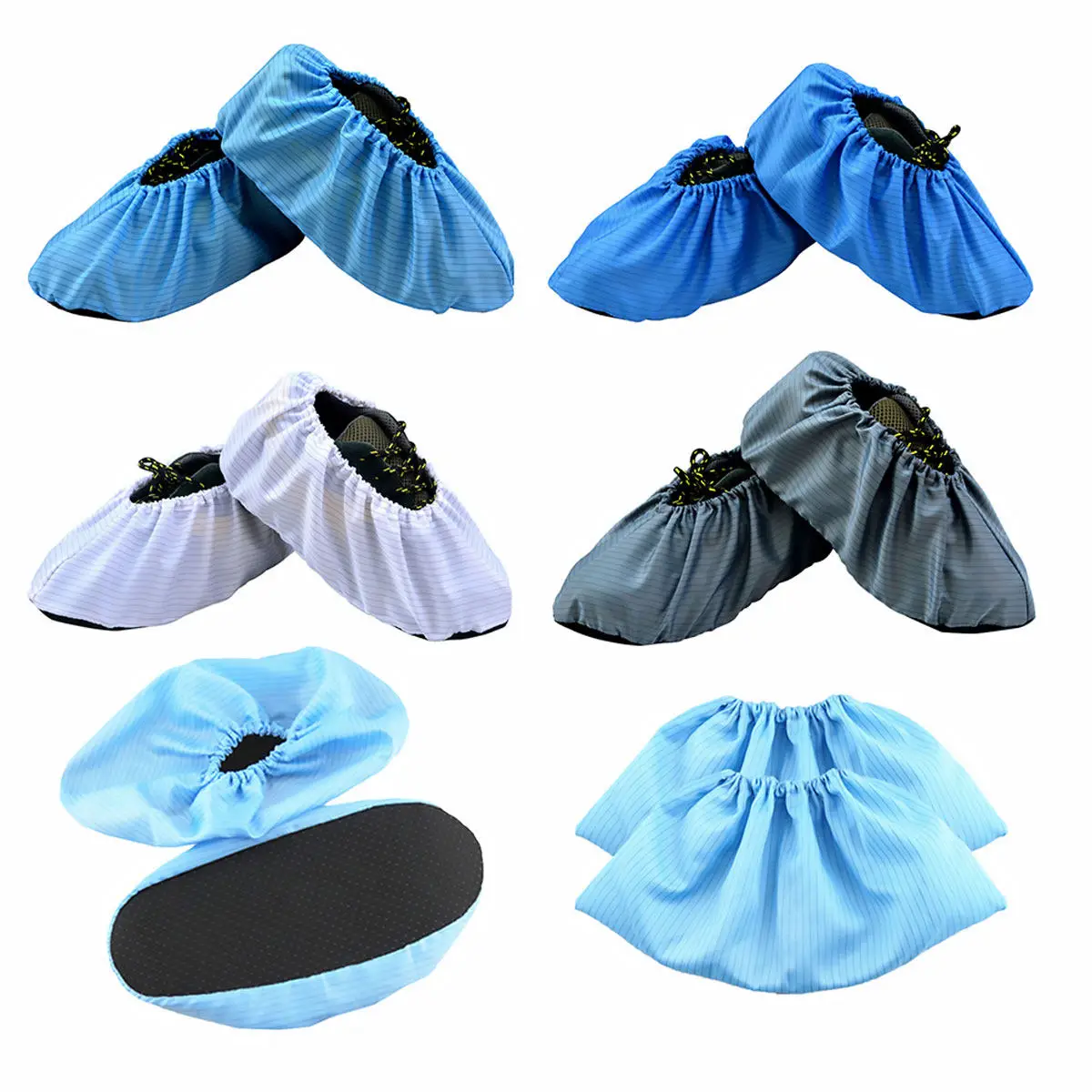 Anti Static Shoe Covers 6 Pairs Reusable Thick Non Slip Dustproof Foot Protectors for Workshop Lab Salon
