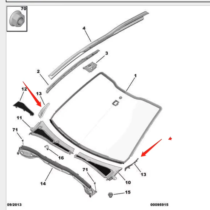 For Peugeot 208 2008 TRIM LH AIR INTAKE GRILL windshield lower trim  seal block New Air Intake Grille Trim 96748542XT 96748540XT