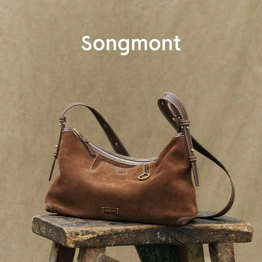 Songmont Mountain Down The Pine Tracking Series Shallow Hobo Bag Chamois Leather Underarm Commuting Bag Dumpling Bag Women's Aut