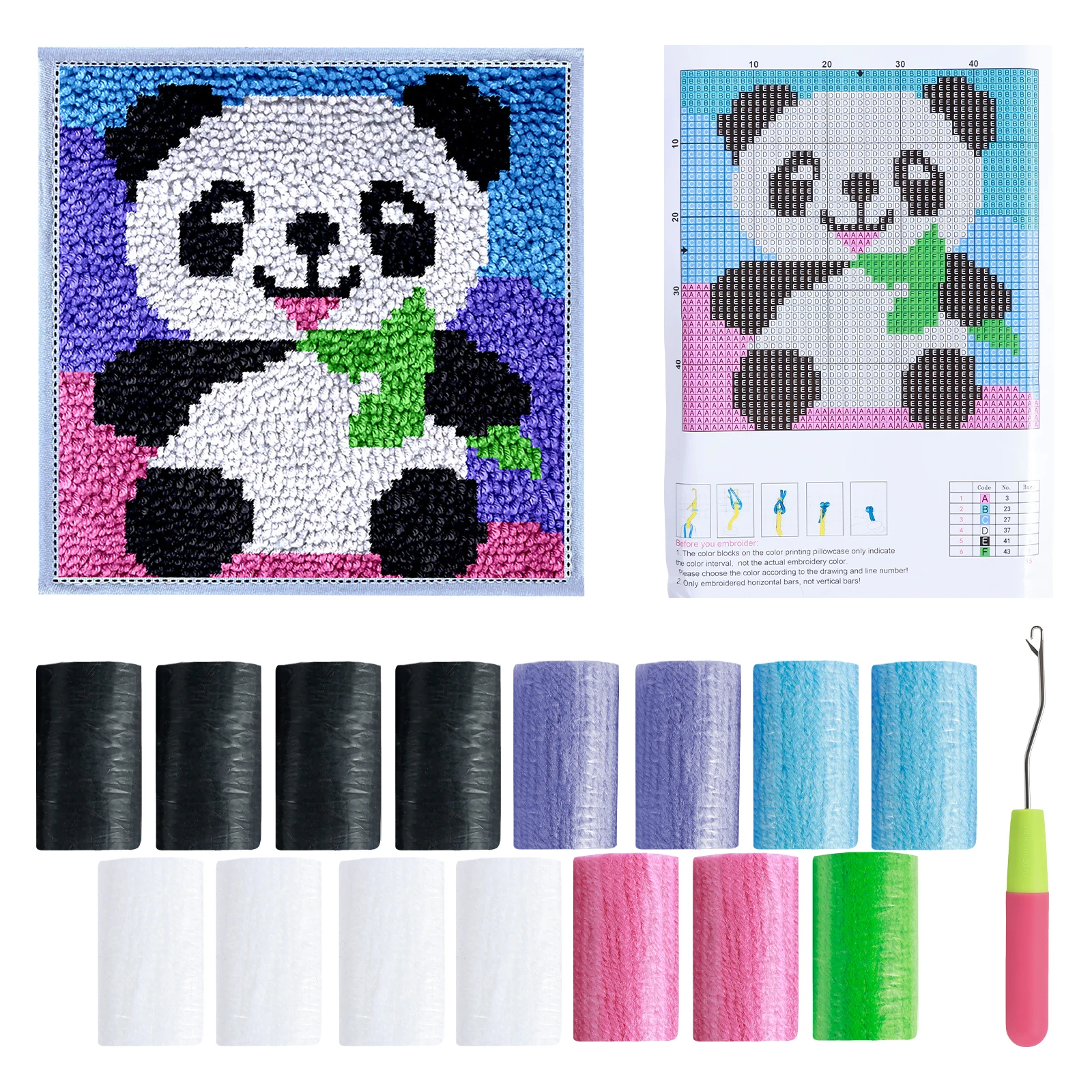 Embroidery Thread Yarn - Kits de Crochê com Gancho para