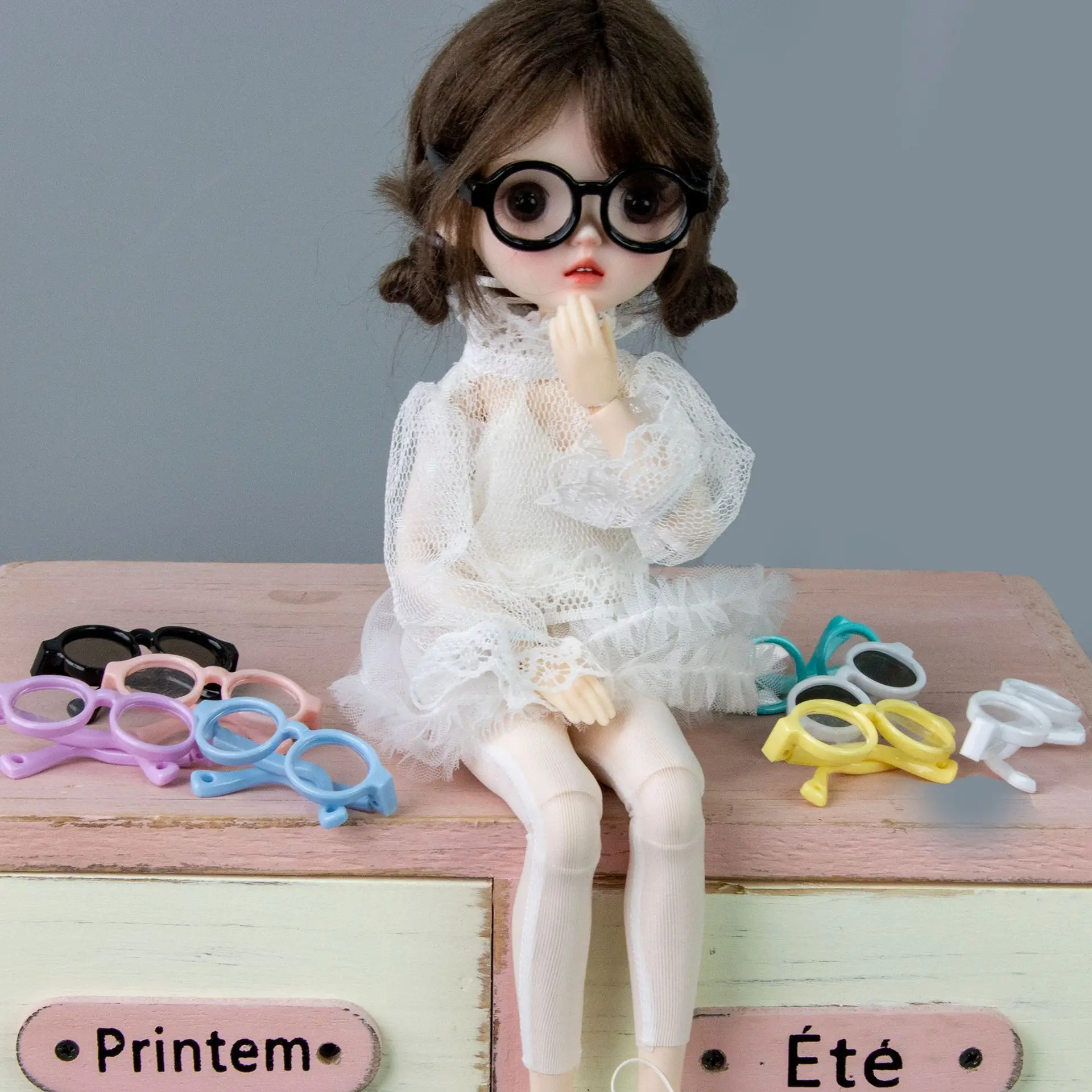 1/6 BJD Doll Dress Up Accessories Fashion Retro Round Glasses Versatile Preppy Style Glasses For Azone/OB22/OB24 BJD Doll Blyth